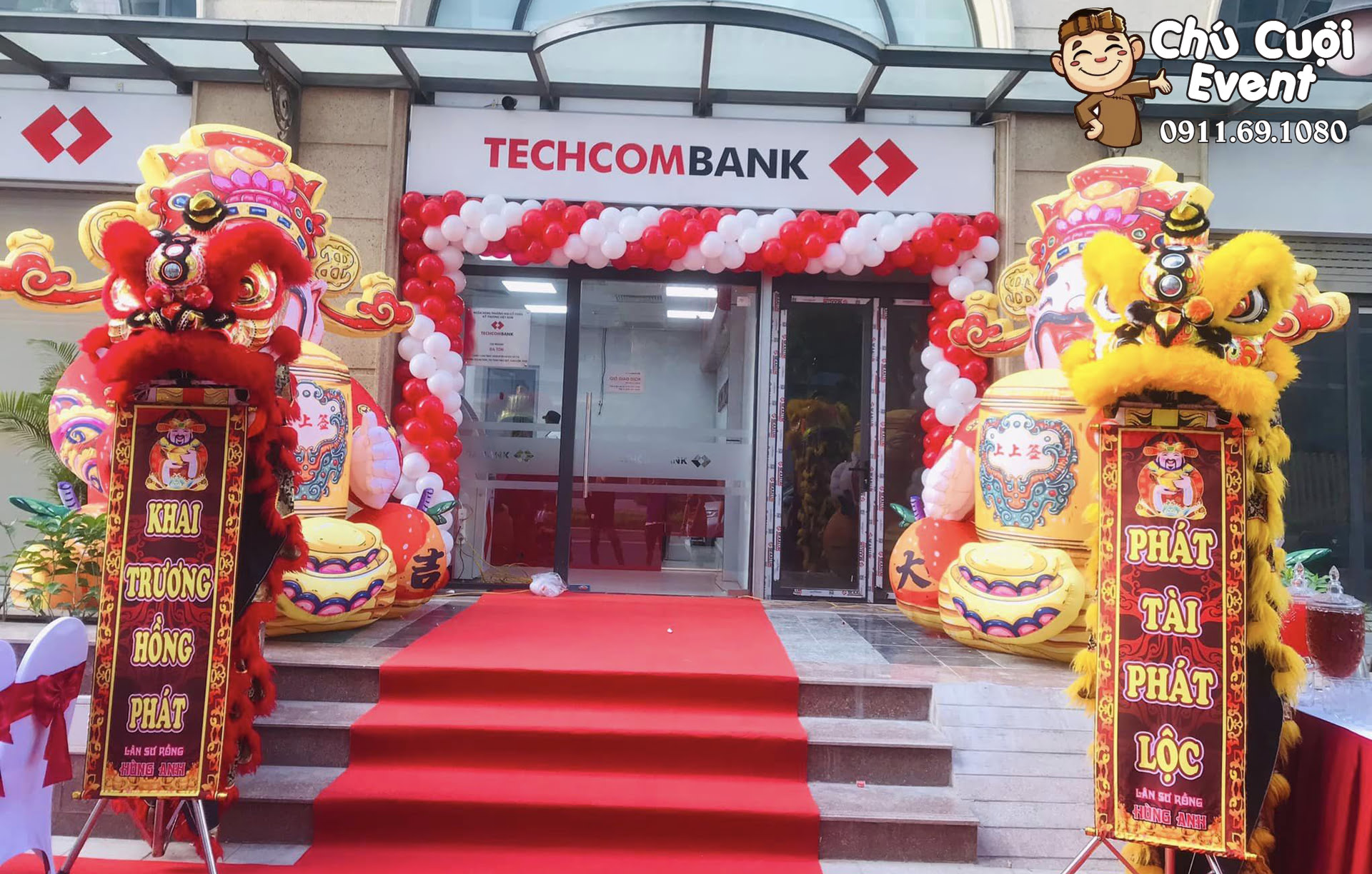 Trang Trí Khai Trương CN Techcombank ở Gia Lâm